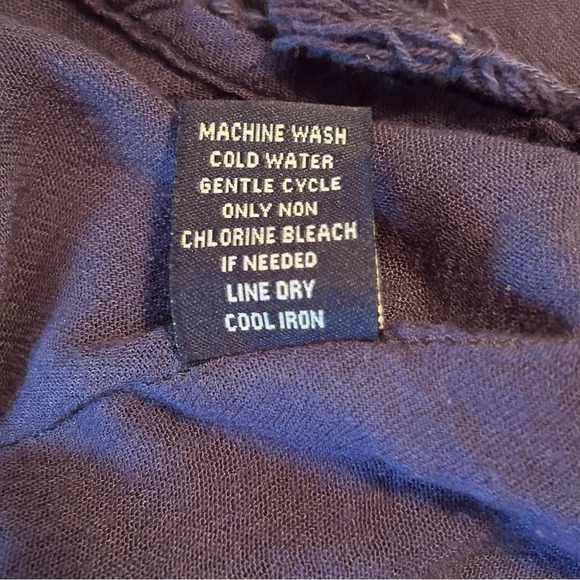 Fig & Vine Navy Ivory Embroidered Pullover Tunic Top Women’s S/M Tassel Flowy - Picture 12 of 14